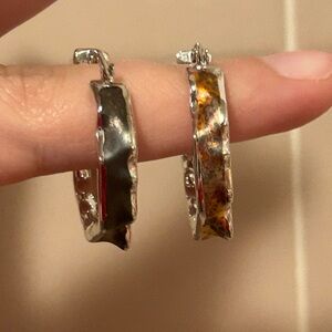 Sterling Silver Electroform Ruffle Hoops